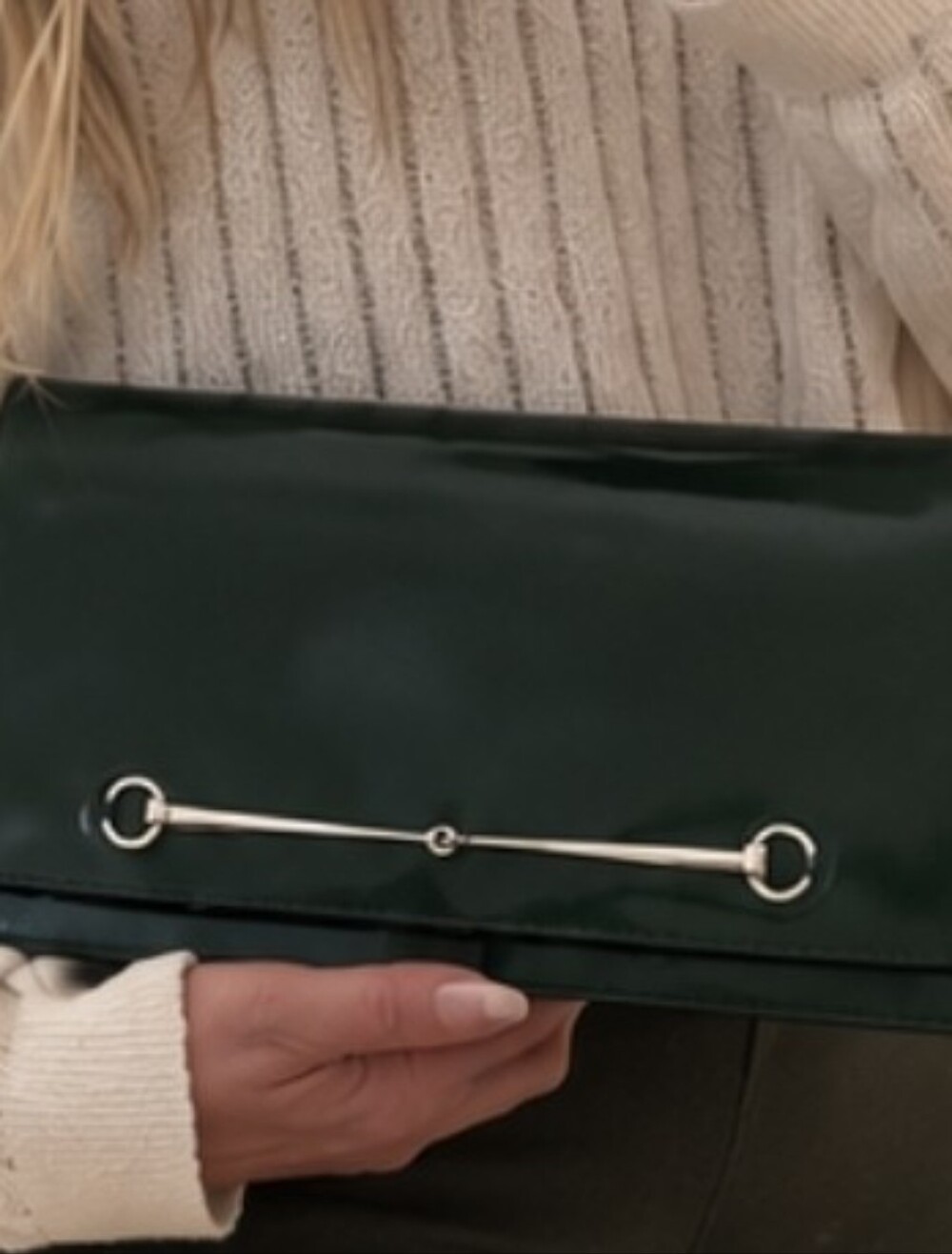 Tom Ford Gucci Dark Green Leather Slim Horsebit Clutch W/Strap